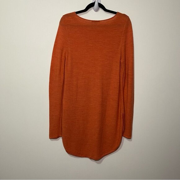 COPY - Eileen Fisher Women Coral orange 100% merino wool crewneck long tunic sw… - Picture 8 of 8